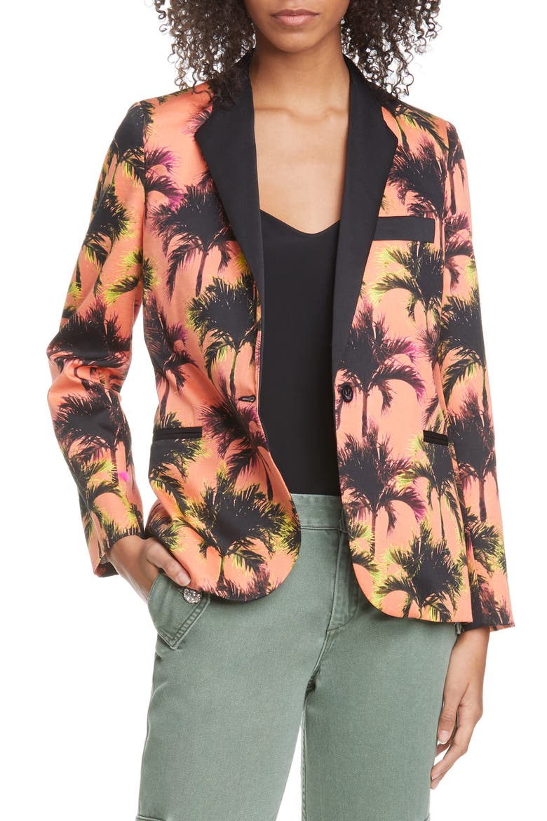 Coastal Palm Print Jacket, Main, color, PEACH PALMS