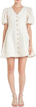 English Factory Textured Puff Sleeve Minidress