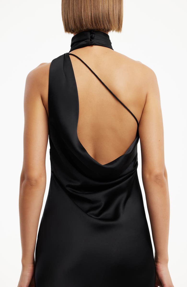 Significant Other Nadia One-Shoulder Satin Cocktail Dress, Alternate, color, Black