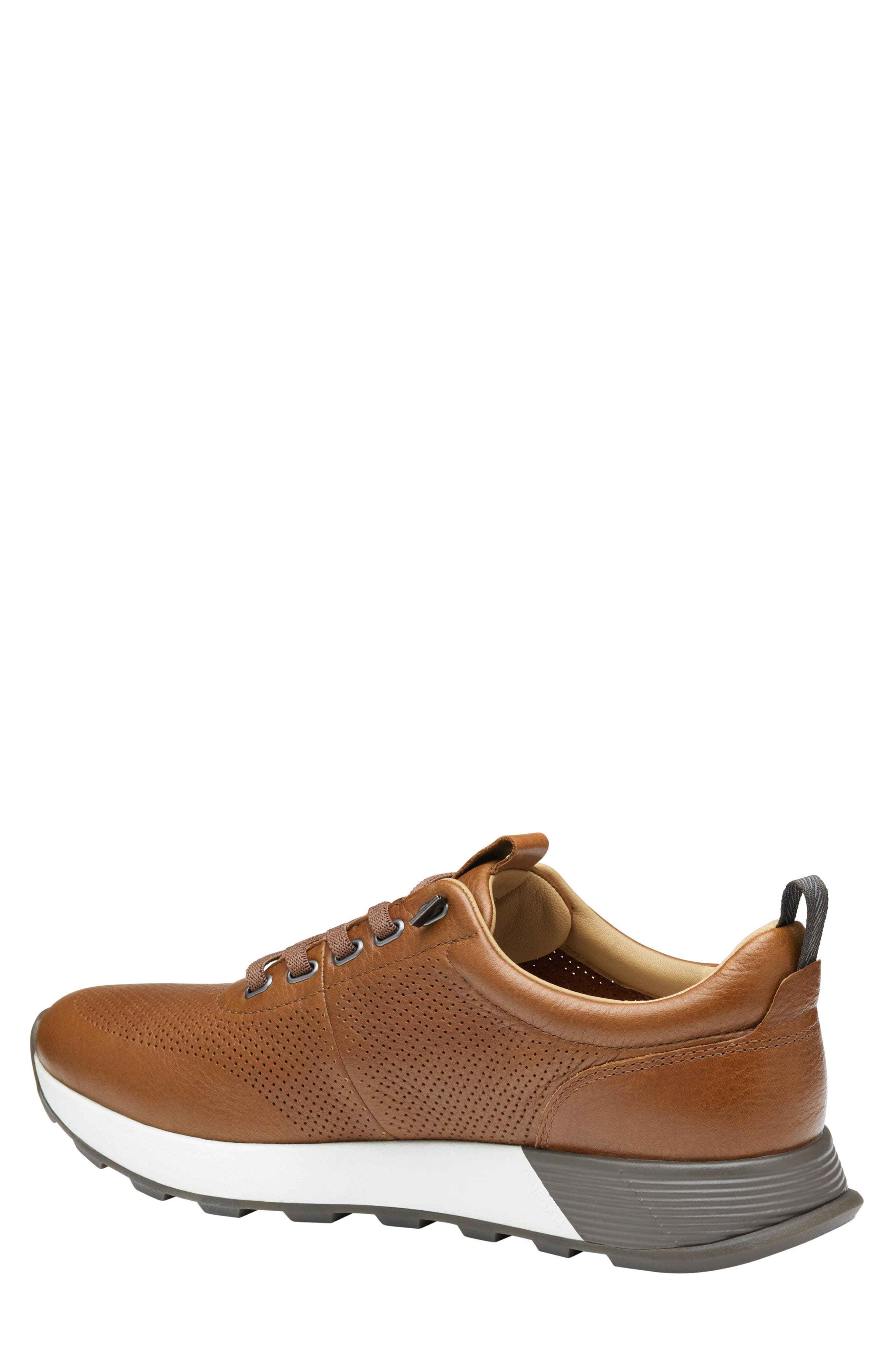 Johnston 
Murphy Kinnon Perforated Leather Jogger Sneaker, Alternate, color, Dark Tan Full Grain