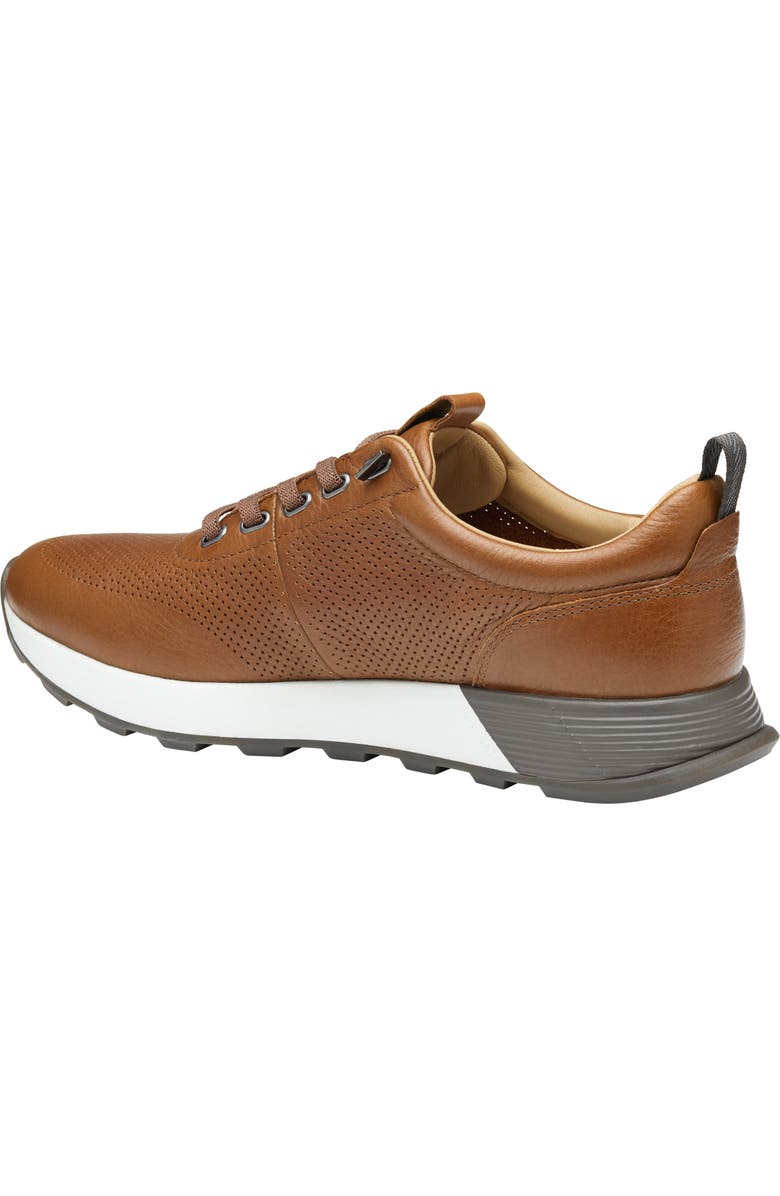 Johnston & Murphy Kinnon Perforated Leather Jogger Sneaker, Alternate, color, Dark Tan Full Grain