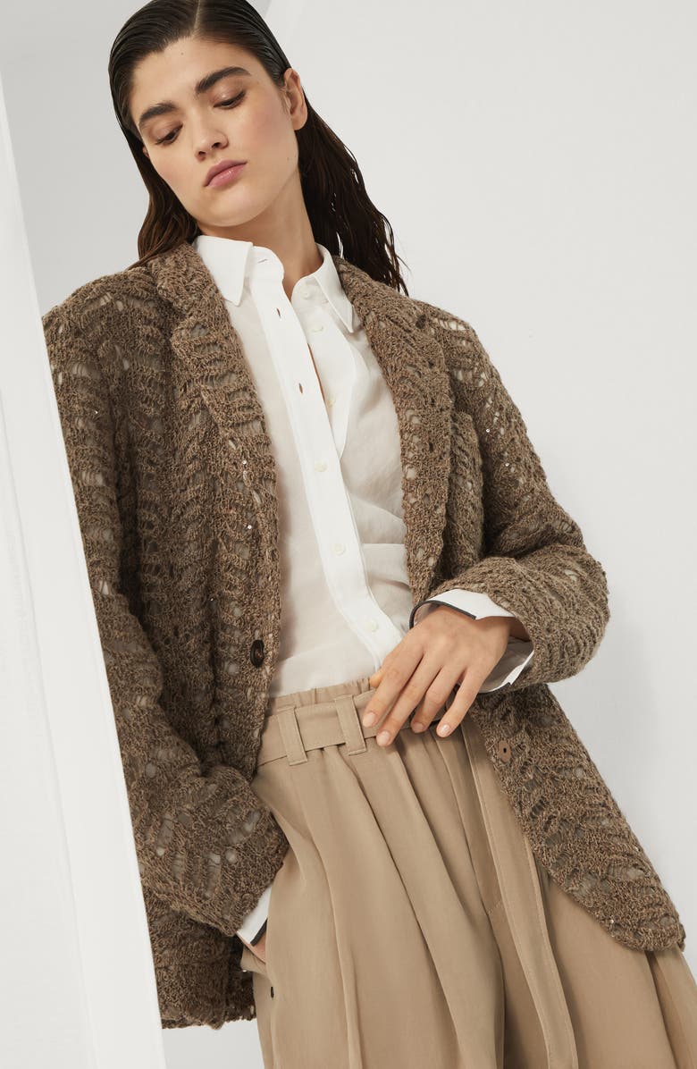 Brunello Cucinelli Foliage Lace blazer, Alternate, color, 