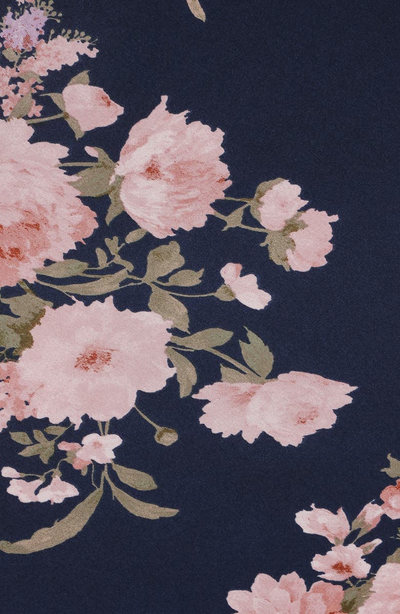 Petal & Pup Kenna Floral Satin Midi Skirt, Alternate, color, Navy Floral