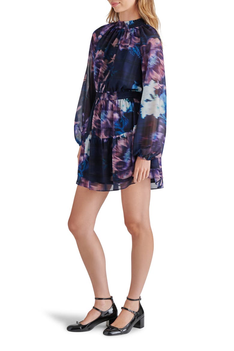 Rylan Print Long Sleeve Minidress, Alternate, color, MIDNIGHT