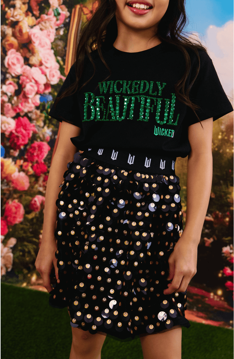 Lola + The Boys Elphaba Sequin Skirt, Alternate, color, Black