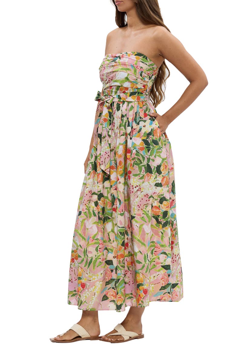 Avalon Floral Print Strapless Dress, Alternate, color, ZOES GARDEN