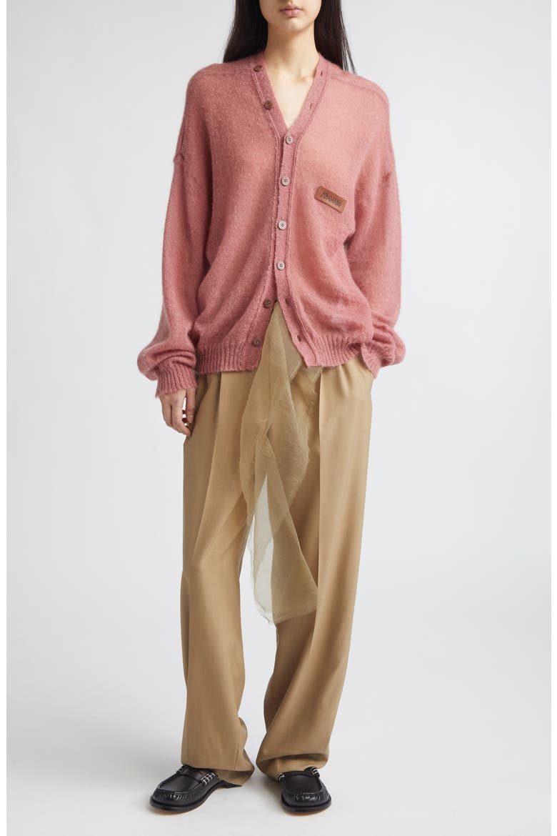 Mélange Mohair & Wool Cardigan, Alternate, color, PINK