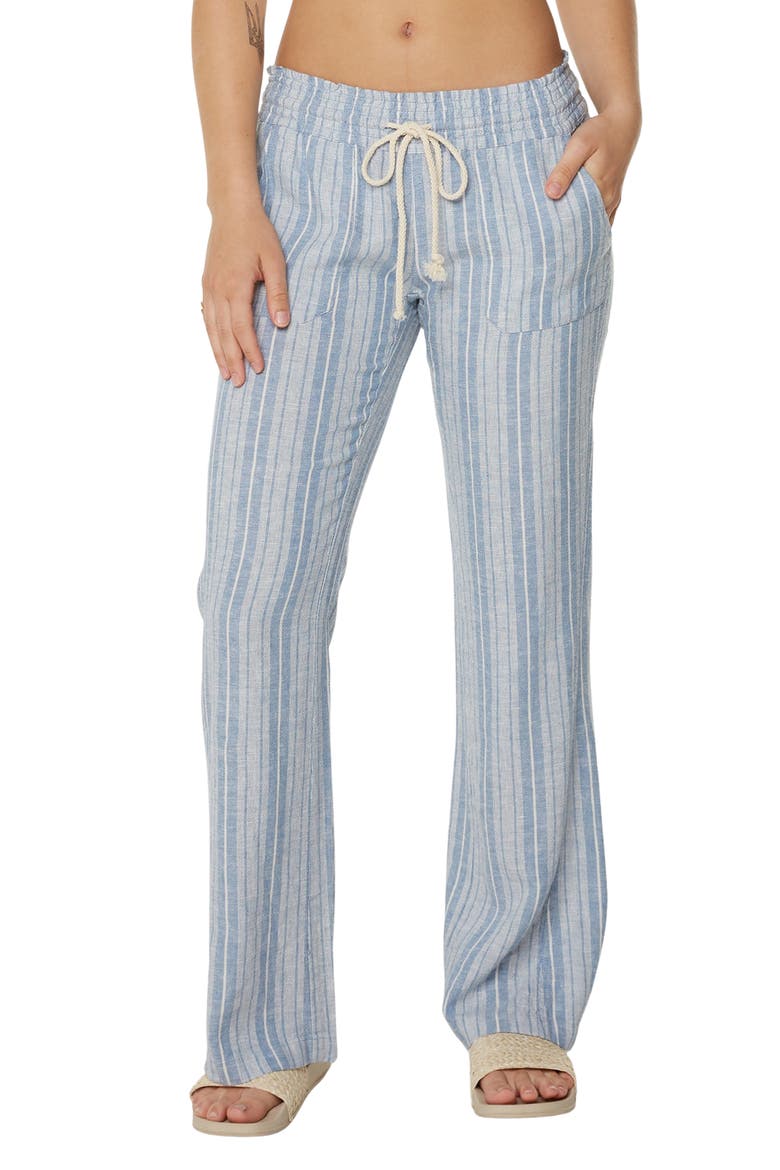 Oceanside Stripe Linen BLend Pants, Main, color, RIVIERA SOLID