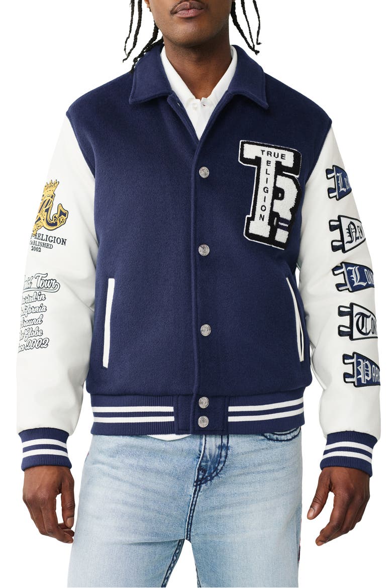 Crest Varsity Jacket, Main, color, MIDNIGHT BLUE