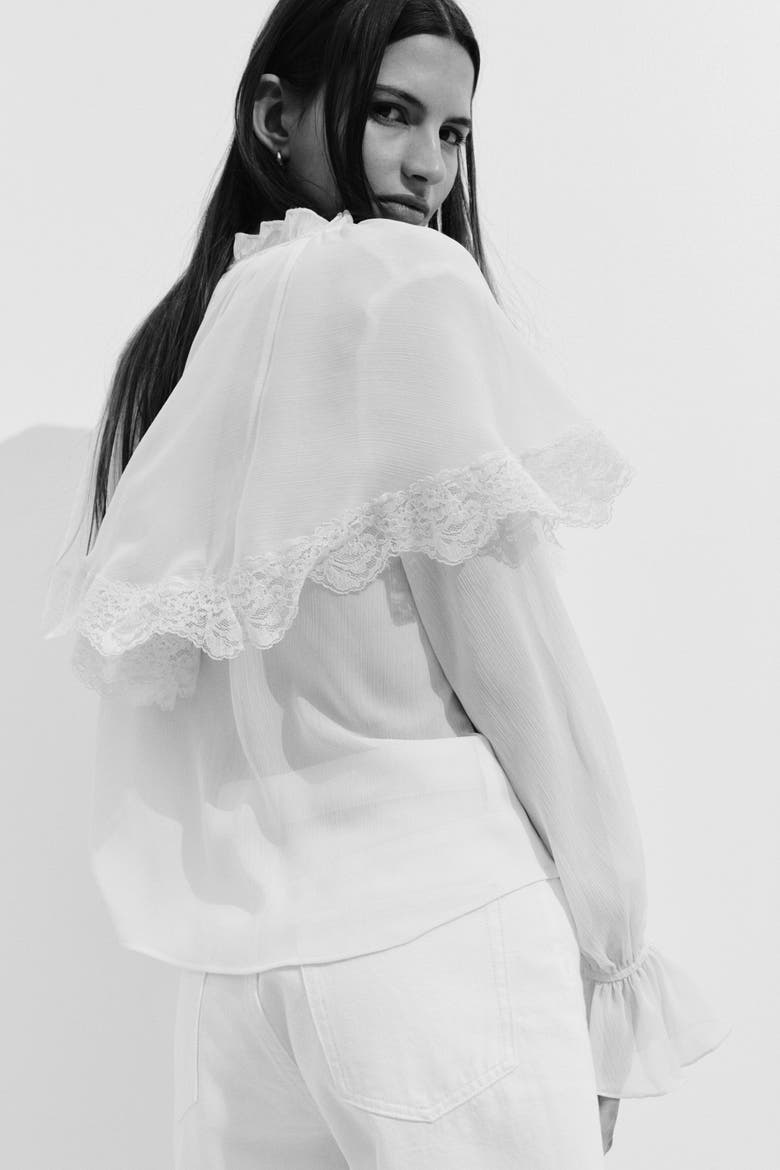 Cape-detail Blouse, Alternate, color, Cream