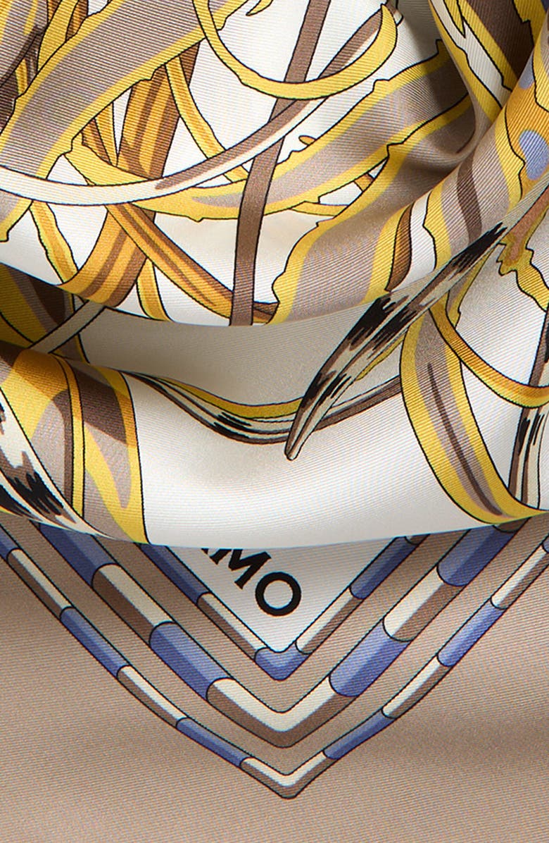 FERRAGAMO Rooster Print Silk Twill Scarf Scarf, Alternate, color, Avorio