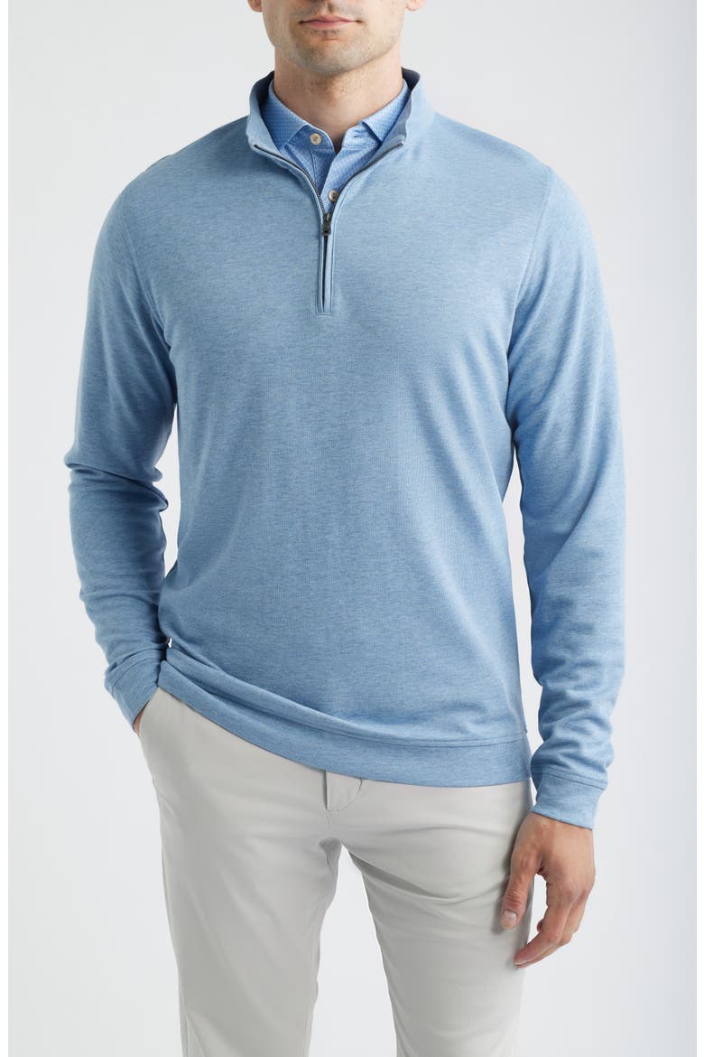 Comfort Interlock Organic Cotton Blend Quarter Zip Pullover, Main, color, LAKESIDE