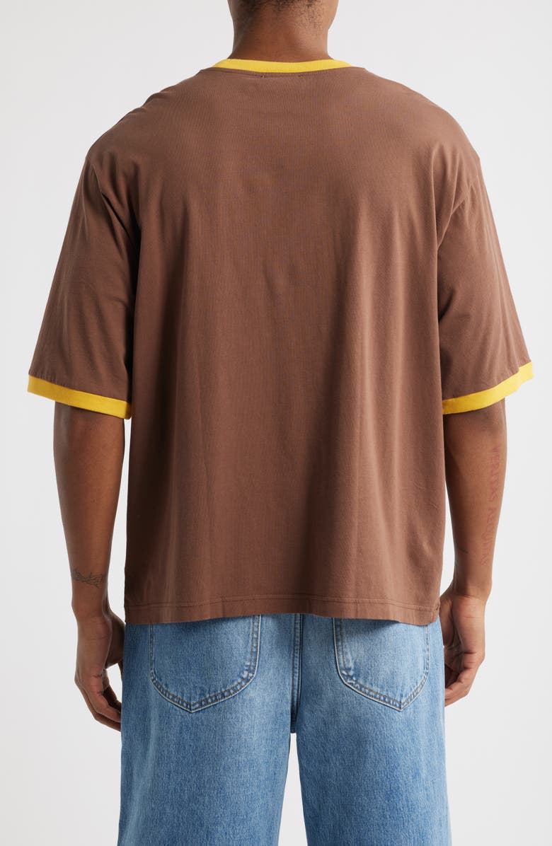 Elwood Trophy Ringers Oversize Organic Cotton Pocket T-Shirt, Alternate, color, Bulldog Brown