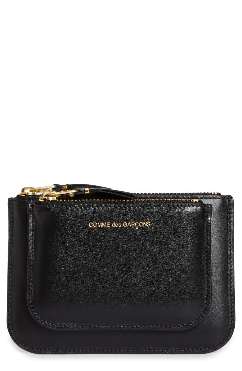 Comme des Garçons Wallets Outside Pocket Two-Compartment Leather Wallet, Main, color, Black