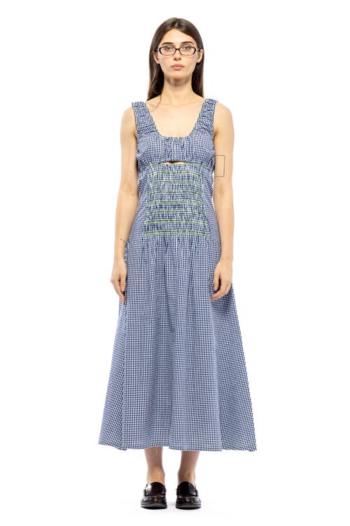 Toit Volant Bella Smocked Dress in Navy & White Gingham  product