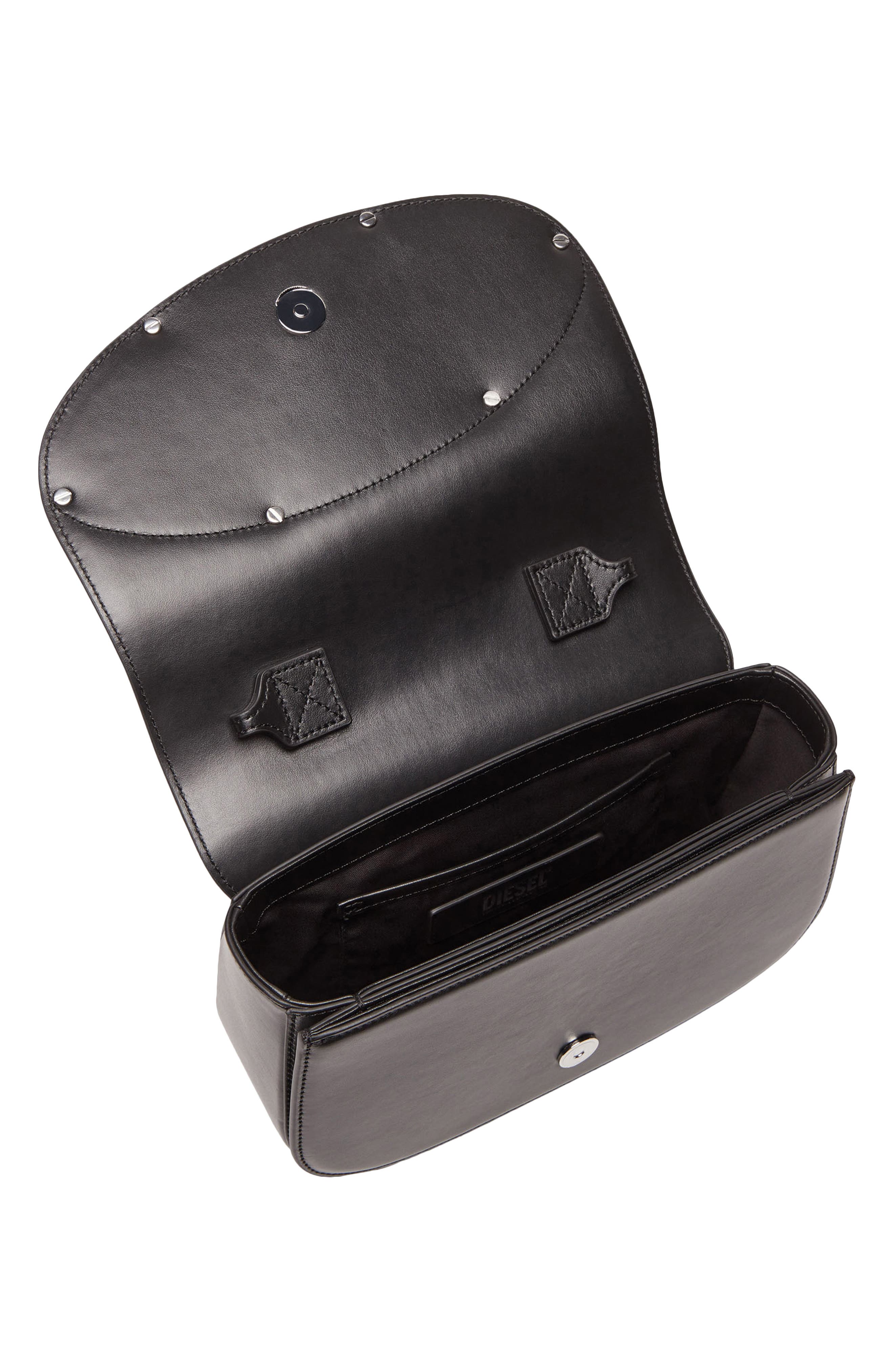 1DR Leather Shoulder Bag, Alternate, color, BLACK