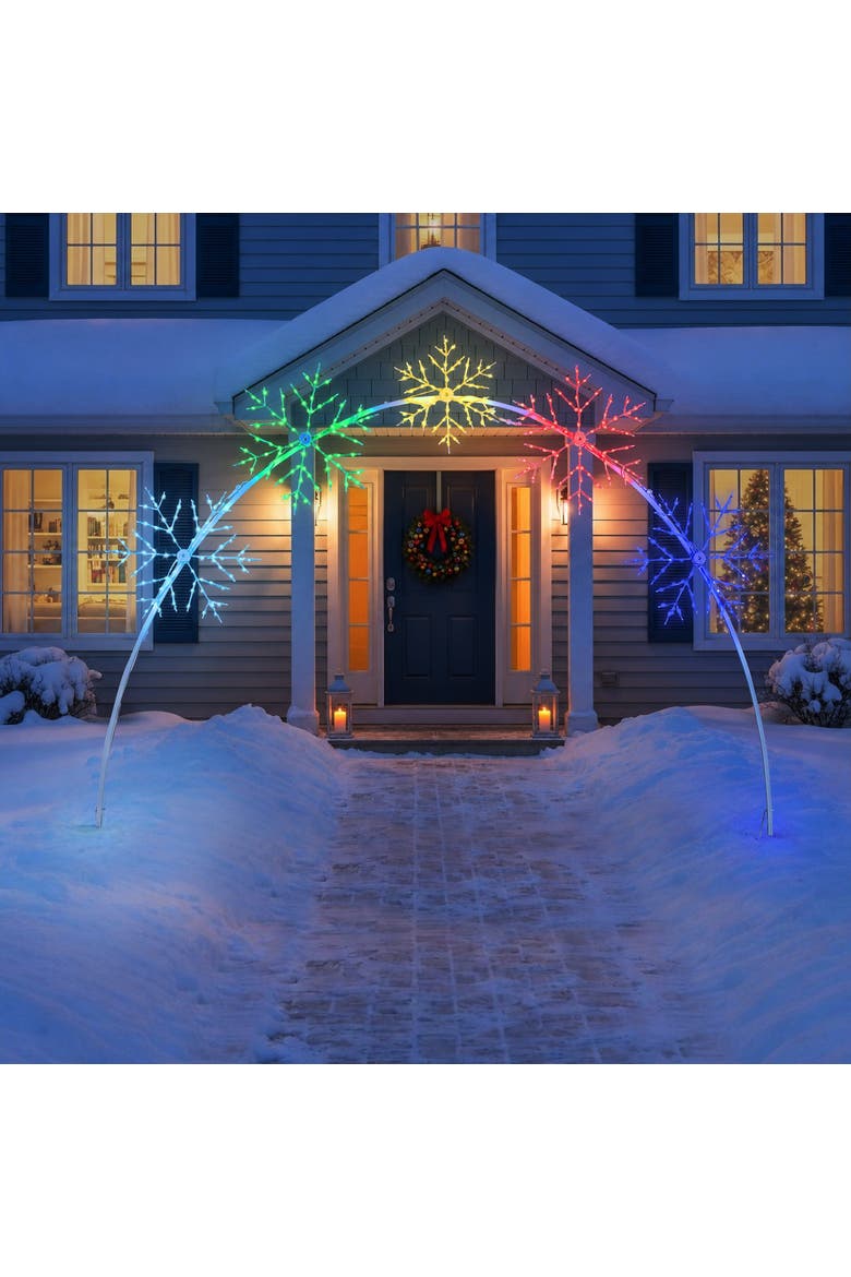 10 ft. Illuminated Snowflake Arch with Lightshow, Alternate, color, Multicolored