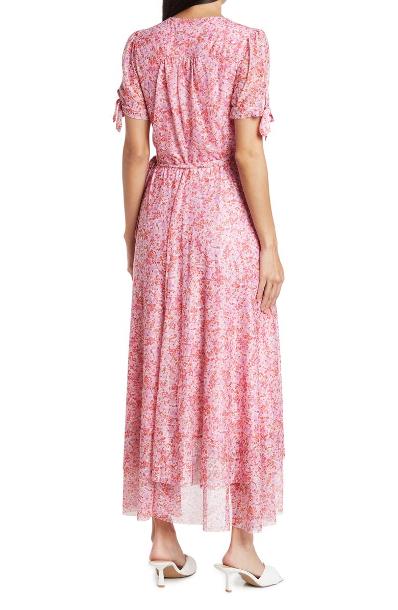 Laundry by Shelli Segal Floral Tie Sleeve High-Low Wrap Dress, Alternate, color,