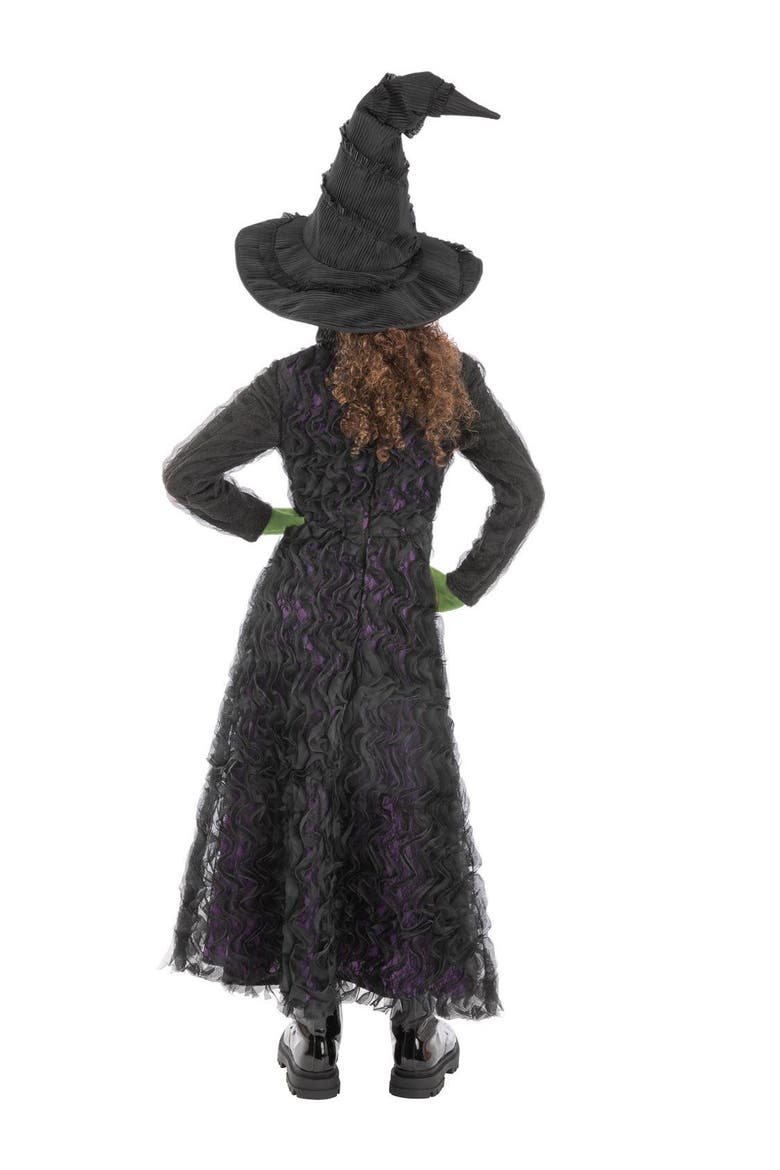 Wicked Deluxe Elphaba Girls Costume, Alternate, color, Black