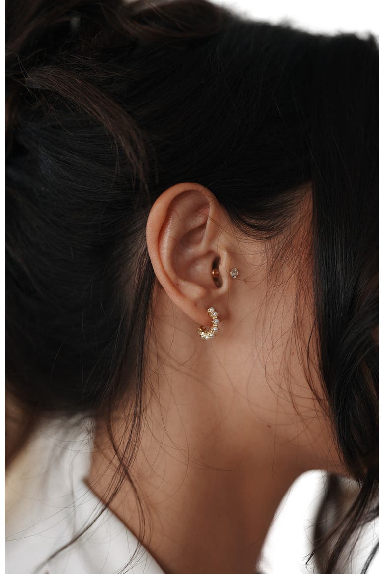 Jessica Pearl Mini Hoops, Alternate, color, Pearl