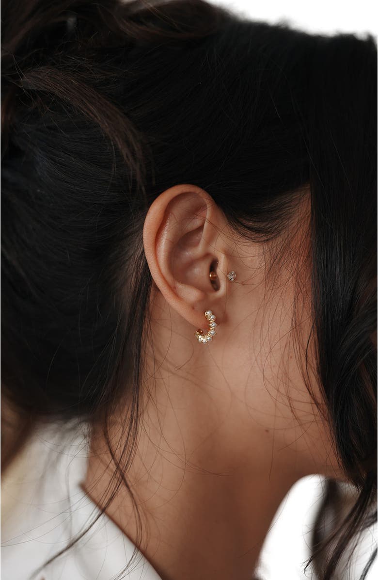 Untamed Petals Jessica Pearl Mini Hoops, Alternate, color, Pearl