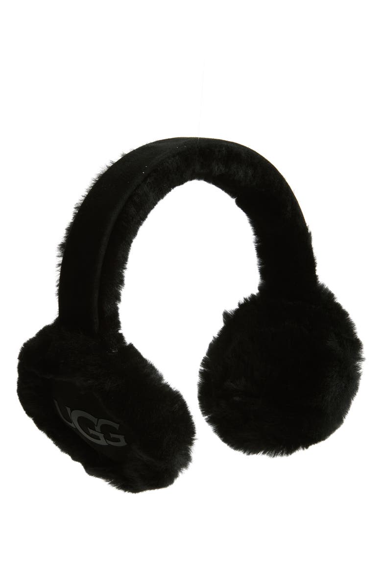 UGG<sup>®</sup> UGG Classic Non Tech Genuine Shearling Earmuff, Main, color, Black