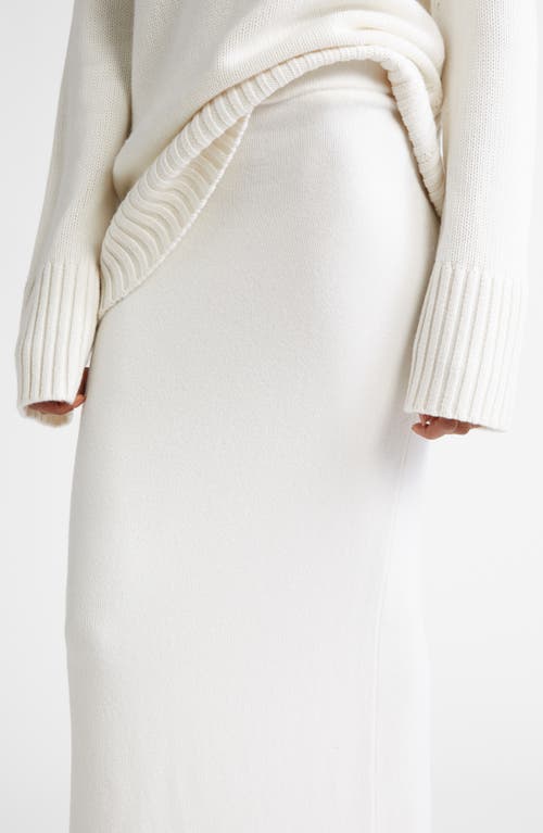 Michael Kors Collection Back Slit Cashmere Blend Maxi Sweater Skirt In Optic White