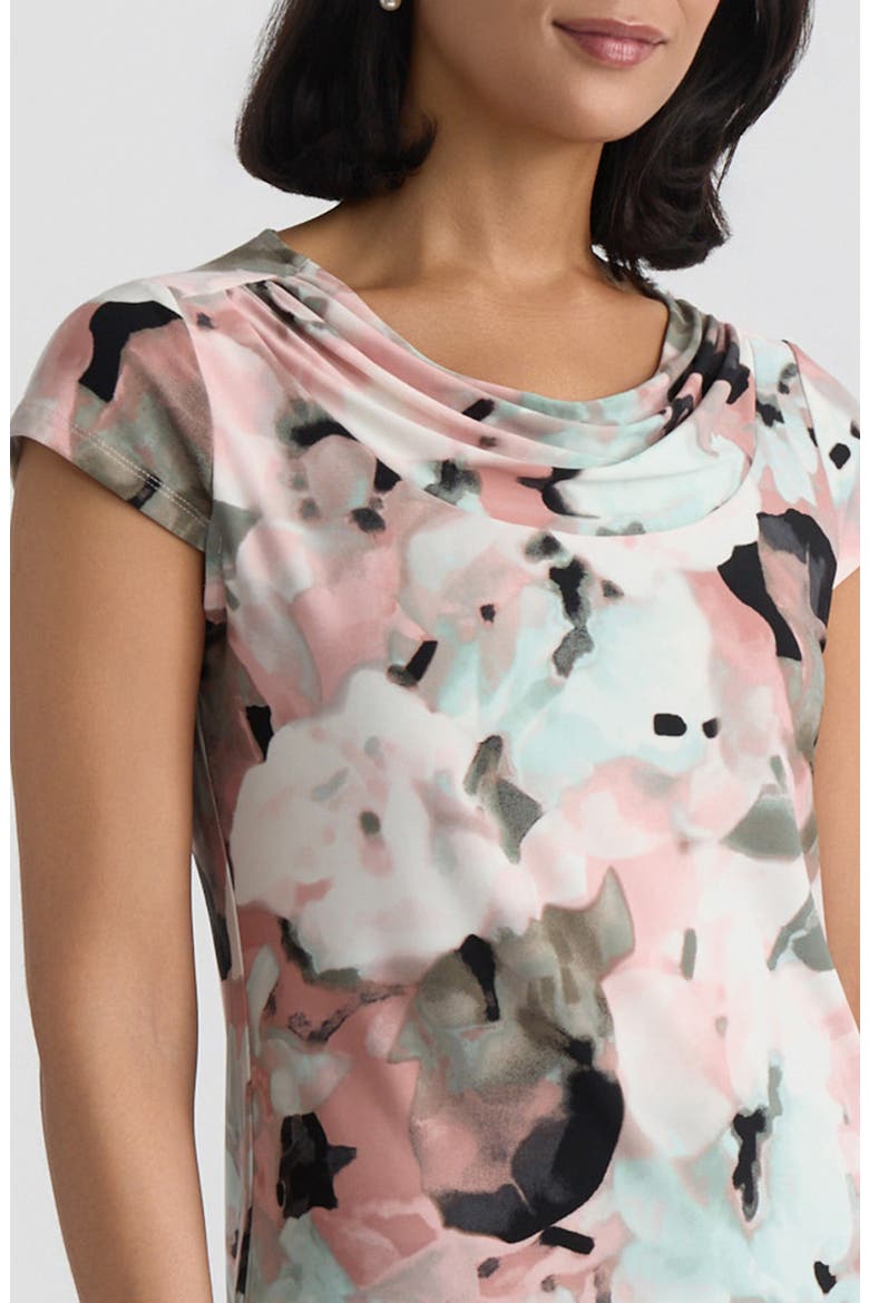 Blurred Floral Print Cowl Neck Top, Alternate, color, TEAROSE MULTI