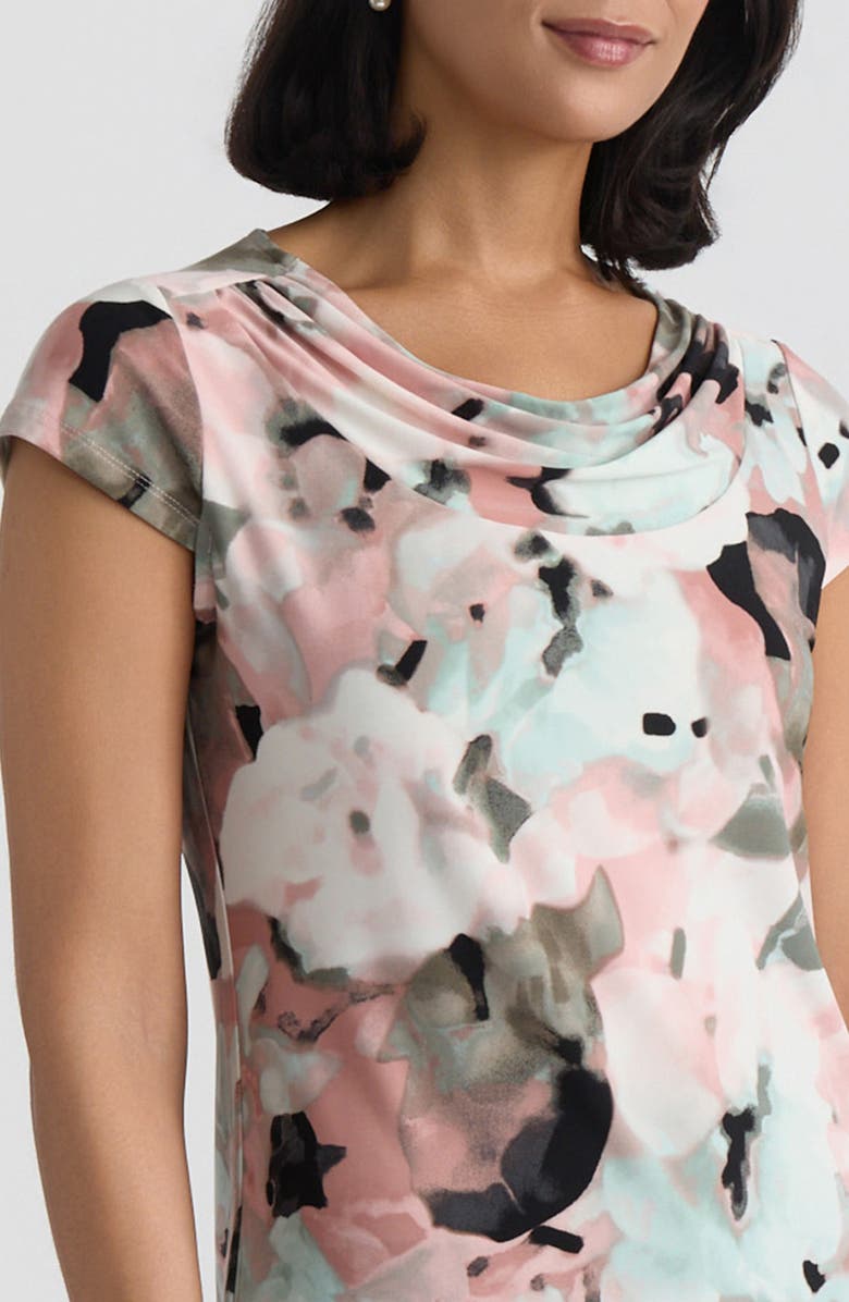 KASPER Blurred Floral Print Cowl Neck Top, Alternate, color,