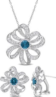 DELMAR London Blue Topaz & White Topaz Statement Stud Earrings