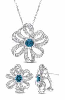 London Blue Topaz & White Topaz Statement Stud Earrings