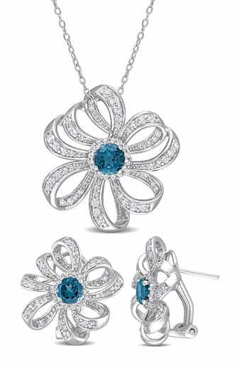 London Blue Topaz & White Topaz Statement Stud Earrings