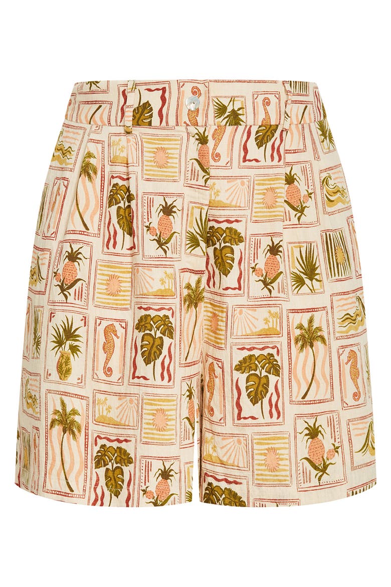 Bella Print Woven Shorts, Alternate, color, COOL TROPICS