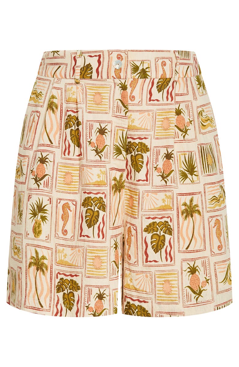City Chic Bella Print Woven Shorts, Alternate, color, Cool Tropics