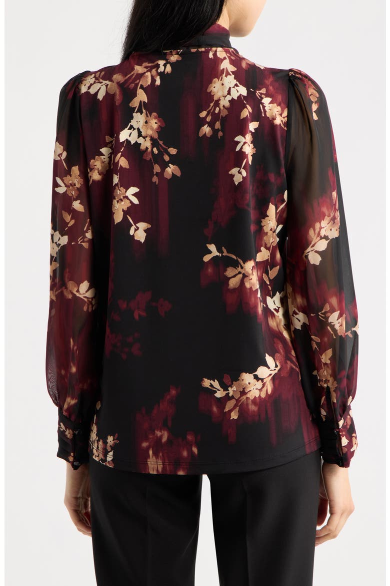 Mixed Media Floral Print Jersey & Georgette Top, Alternate, color, ANNE BLACK MULTI