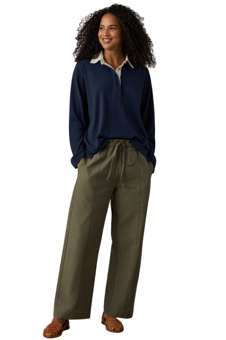 Organic Cotton Twill Drawstring Wide Leg Pants, Alternate, color, OLIVE