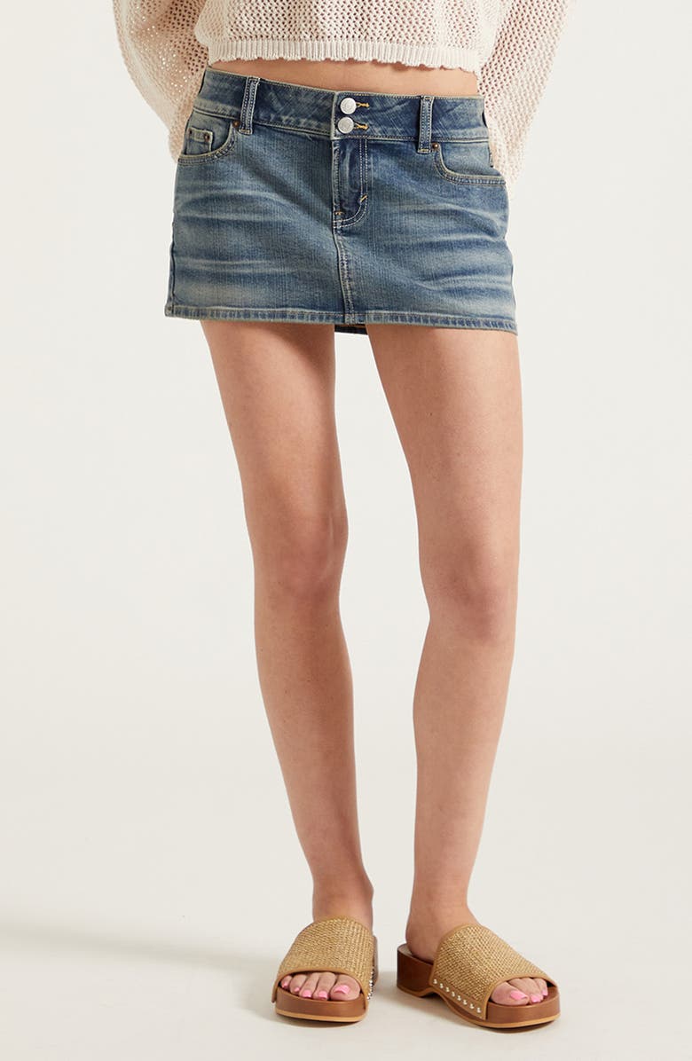PacSun Piper Micro Miniskirt, Main, color, Medium Indigo