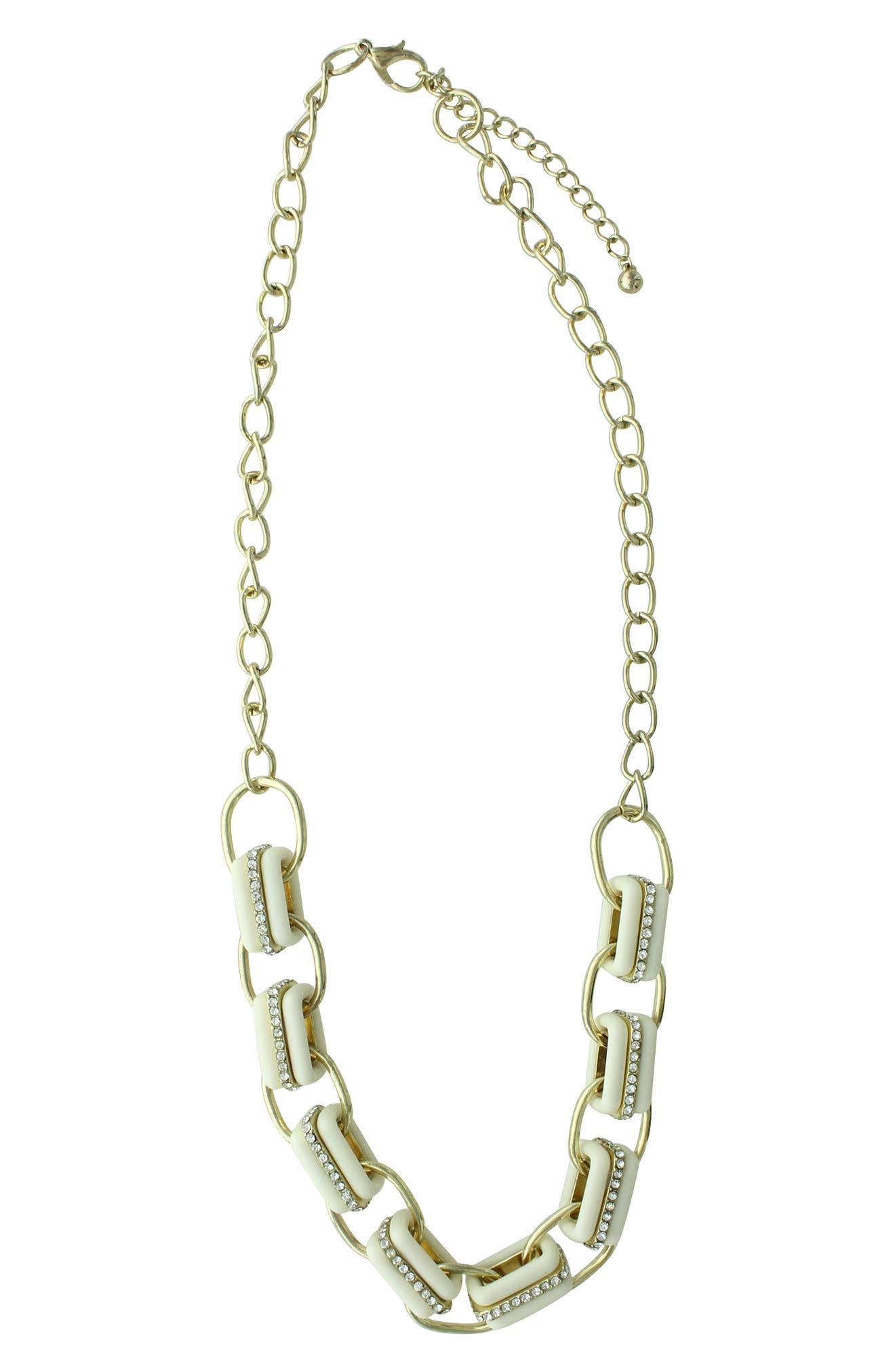 OLIVIA WELLES 14K Gold Plated Crystal Edged Link Necklace
