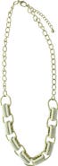 OLIVIA WELLES 14K Gold Plated Crystal Edged Link Necklace