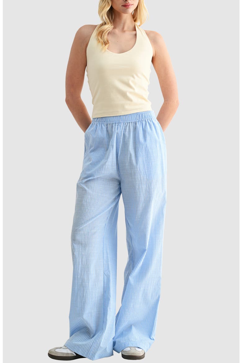 Stripe Wide Leg Pull-On Pants, Alternate, color, LIGHT BLUE
