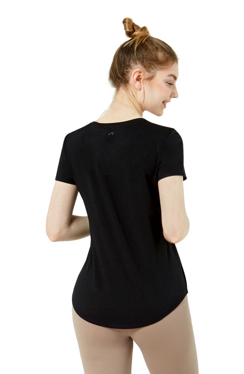 Rebody Active Rebody Essentials Scooped Short Sleeve Top, Alternate, color, Black