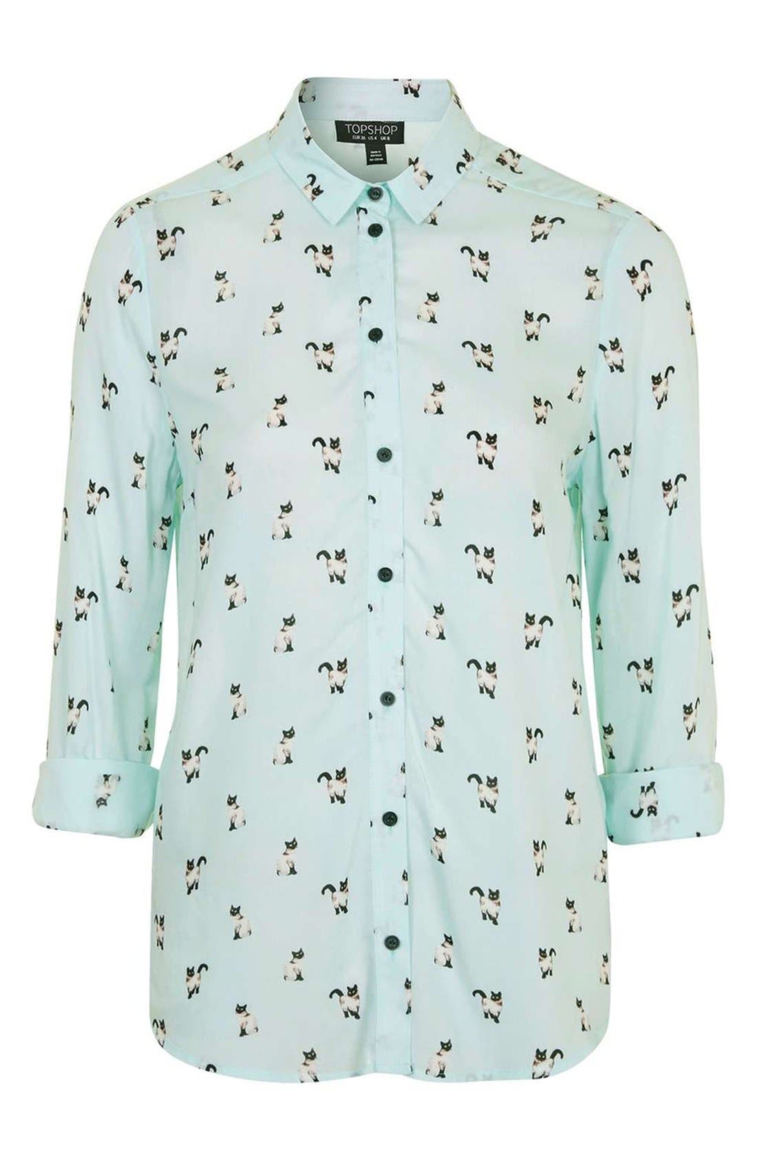 Topshop Kitty Print Shirt (Women) | Nordstrom