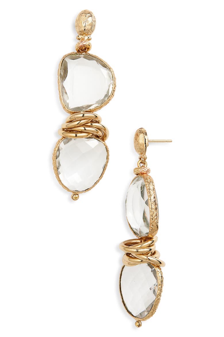 Sirena Drop Earrings, Main, color, CLEAR/ GOLD