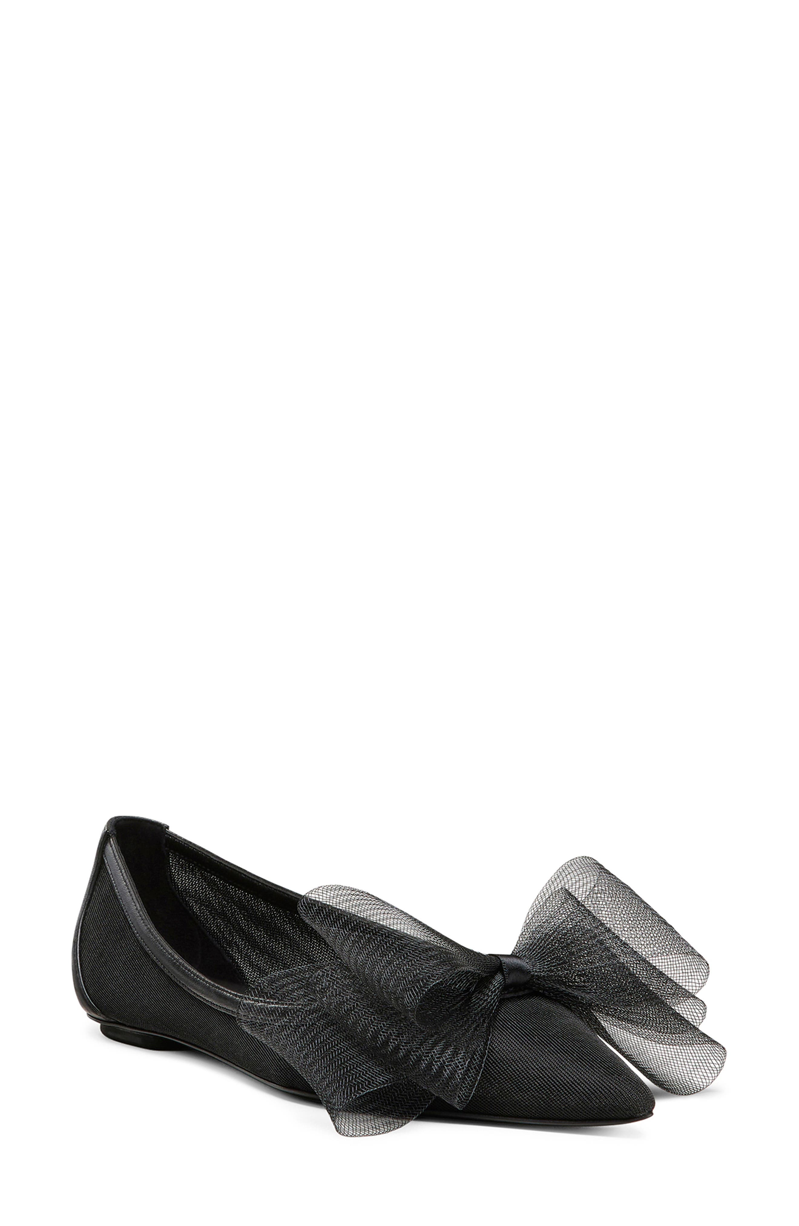 Stuart Weitzman Blushing Bow Pointed Toe Flat