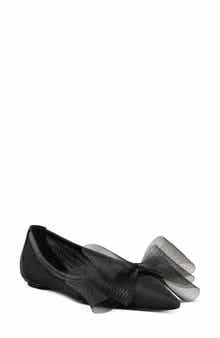 Stuart Weitzman Blushing Bow Pointed Toe Flat