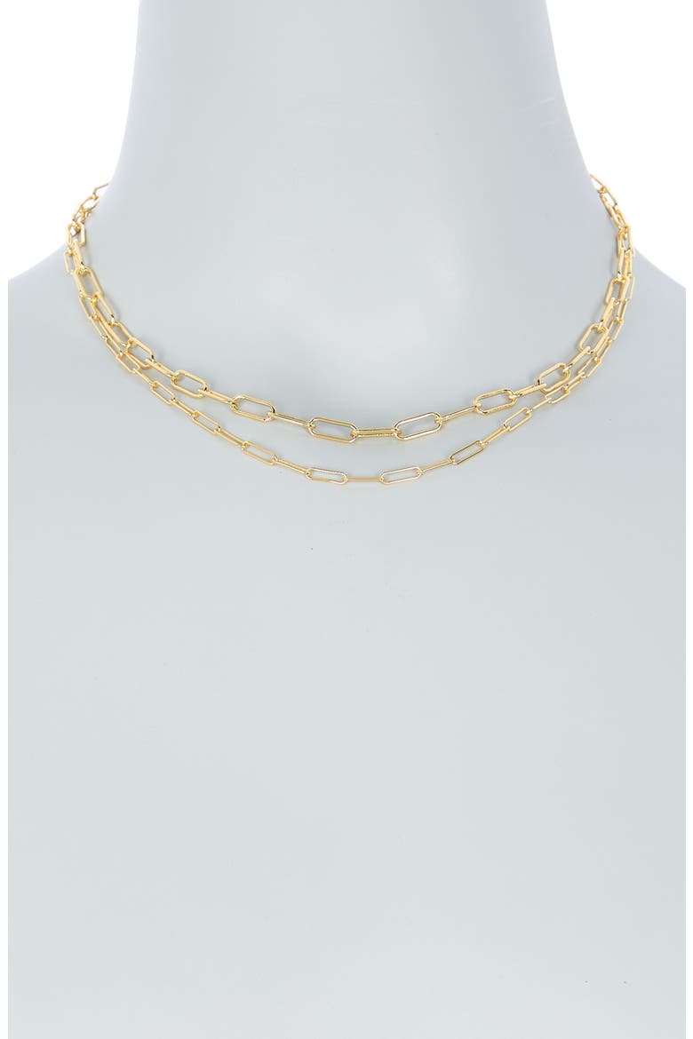 14K Gold Plated 3mm & 4mm Paperclip Chain Necklace Set, Alternate, color, GOLD