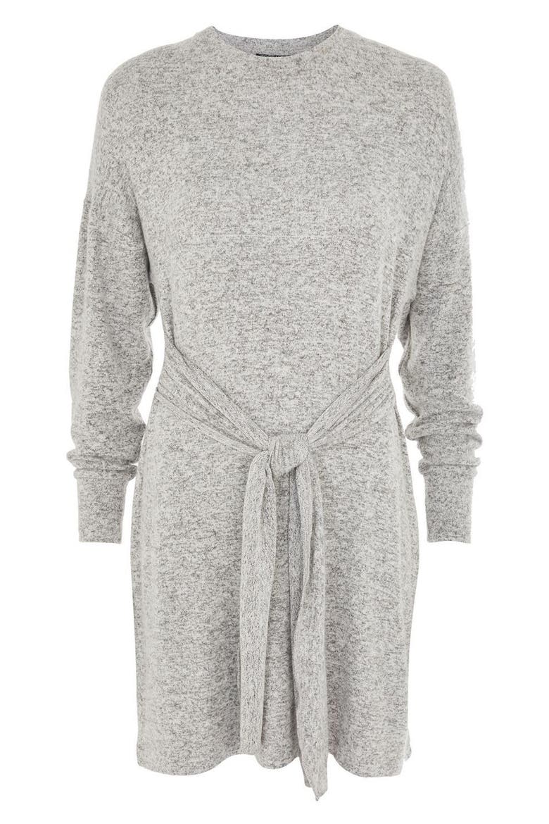 Tie Front Sweater Dress, Alternate, color, CHARCOAL