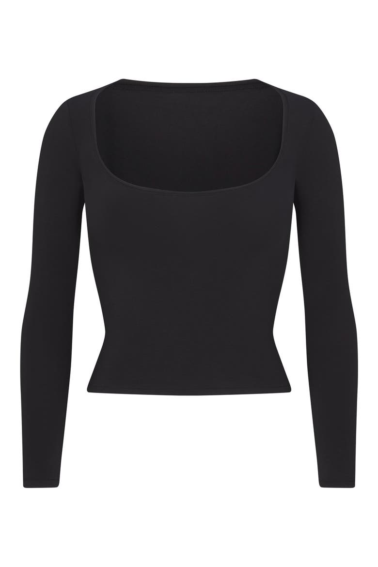 Scoop Neck Cotton Blend Jersey T-Shirt, Alternate, color, SOOT