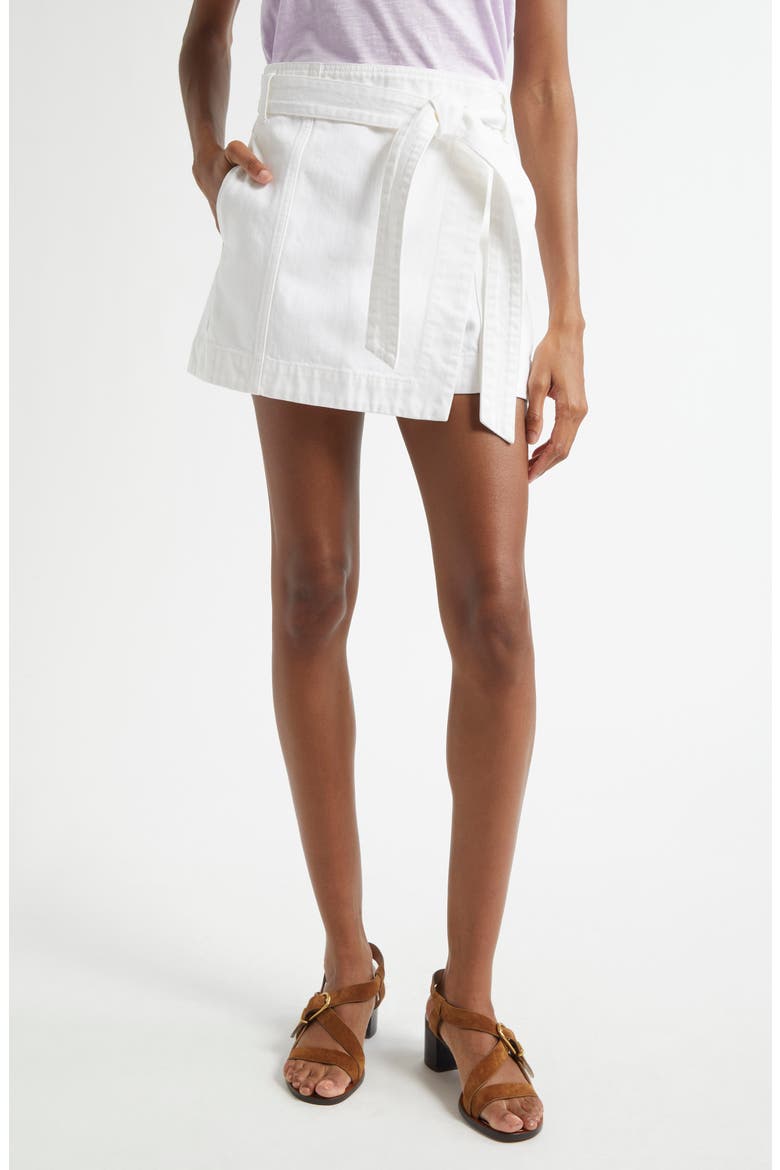 Agee Tie Waist Skort, Main, color, WHITE
