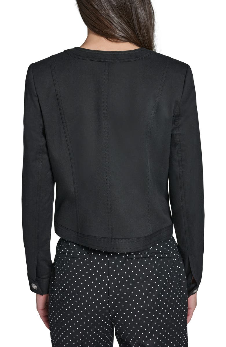 KARL LAGERFELD PARIS Bow Four Pocket Jacket, Alternate, color, Black